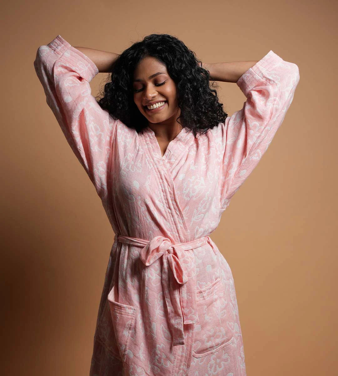 Banana Jacquard Floral Bathrobe