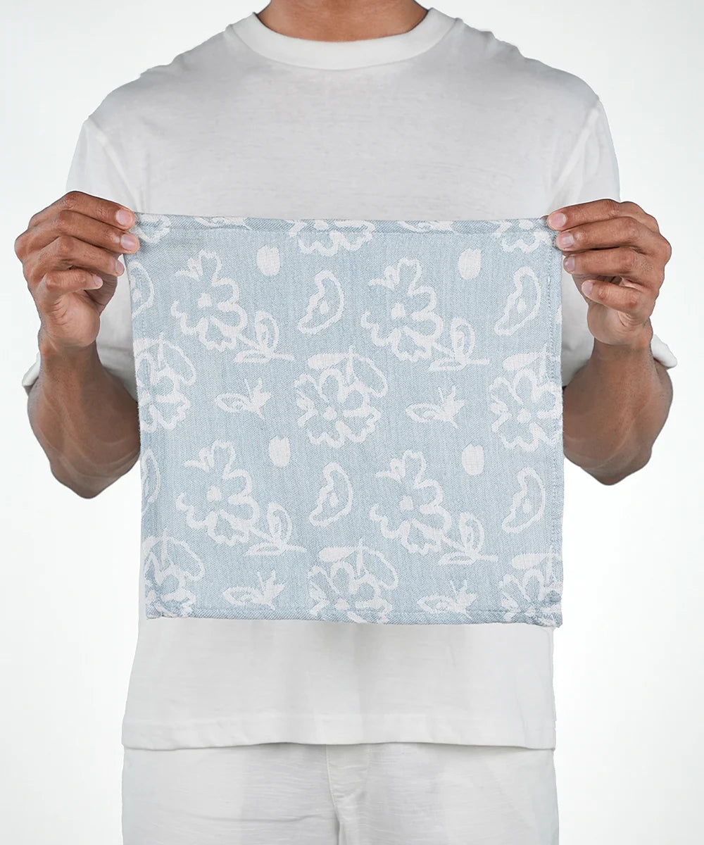 Banana Jacquard Floral Face Towel | 30 X 30 cms - Pack of 4