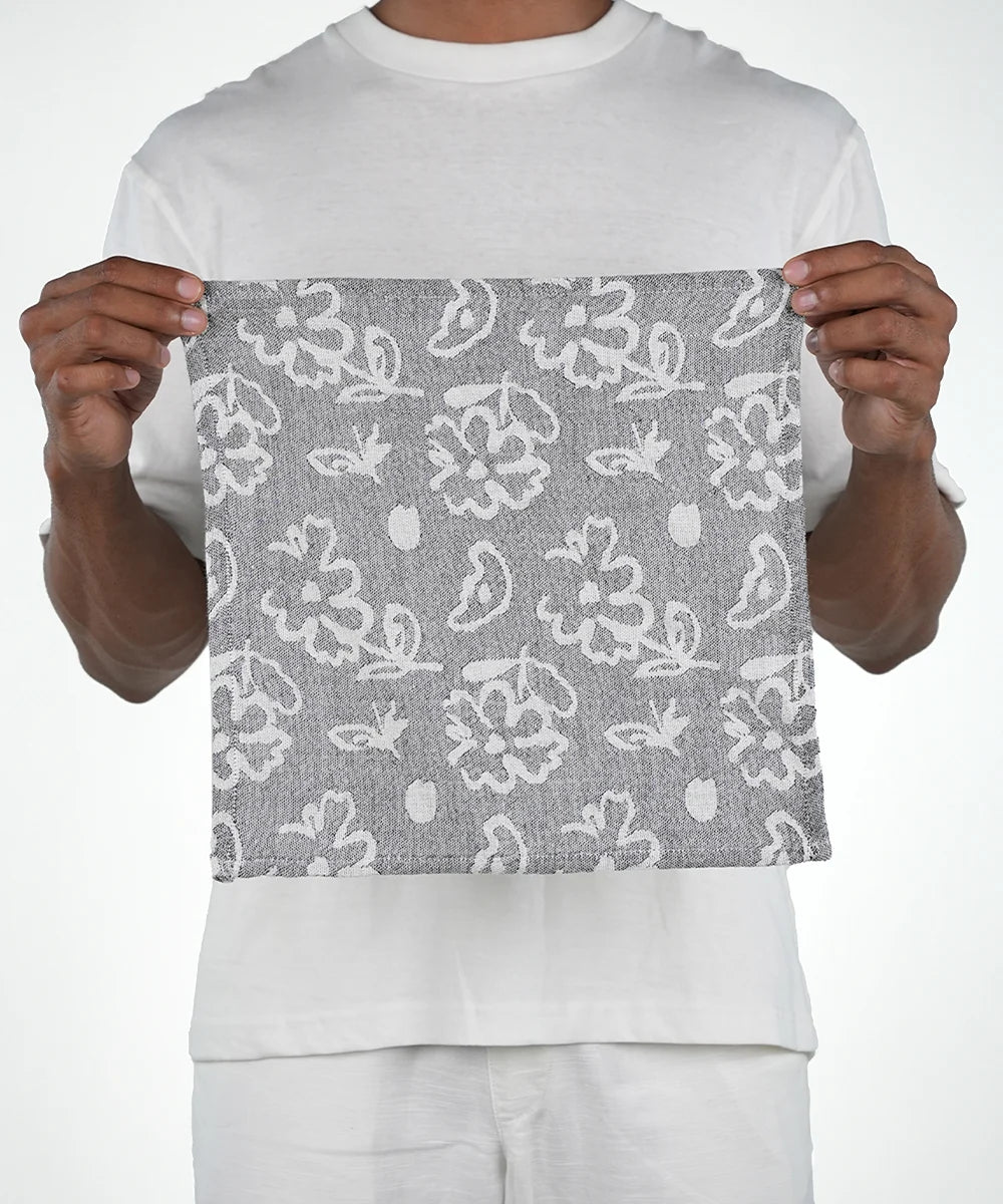 Banana Jacquard Floral Face Towel | 30 X 30 cms - Pack of 4
