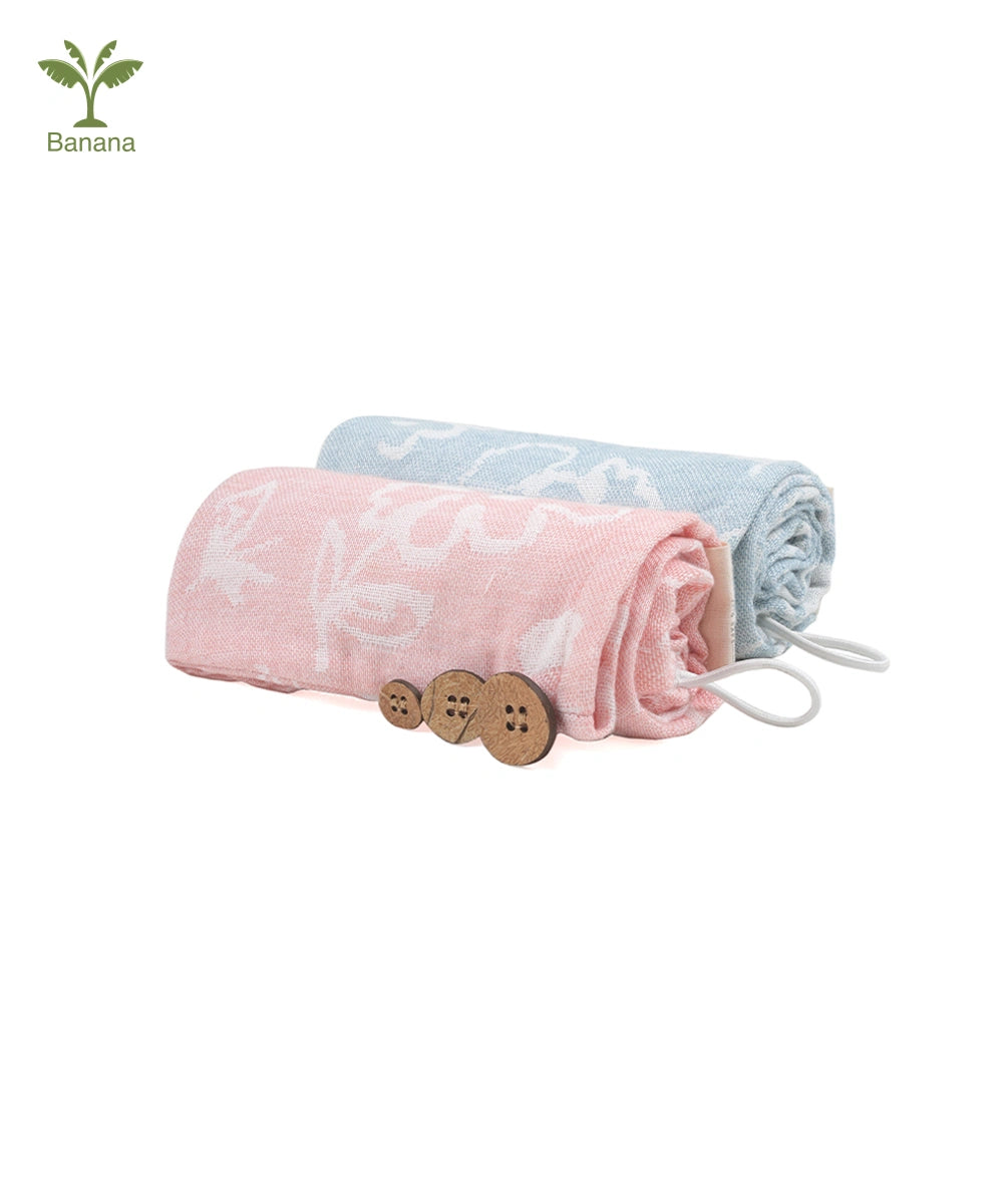 Banana Jacquard Floral Hair Towels - pack of 2