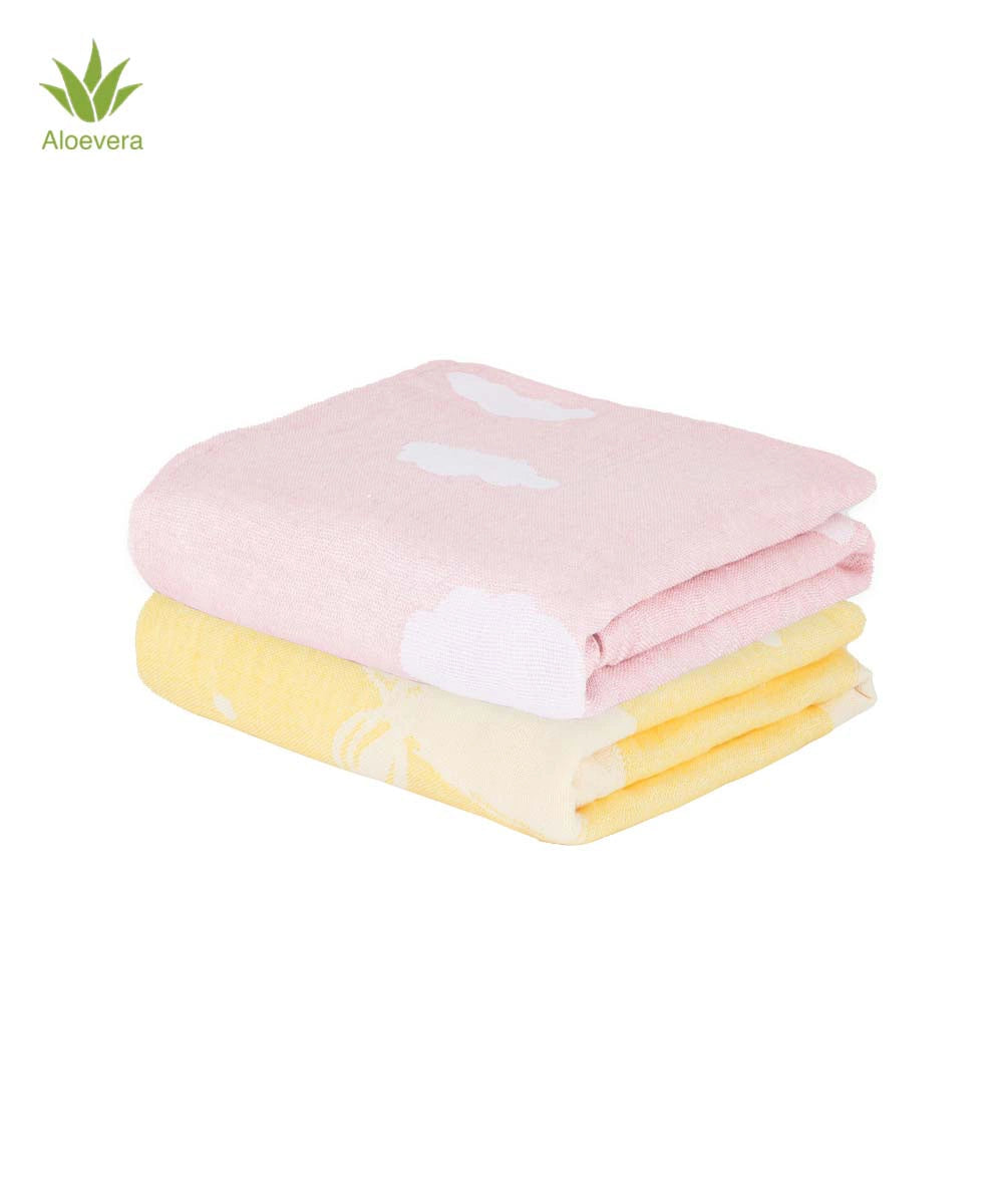 Aloe Vera Baby Bath Towel Pack of 2 | 60 x 120 CMS | 300 GSM