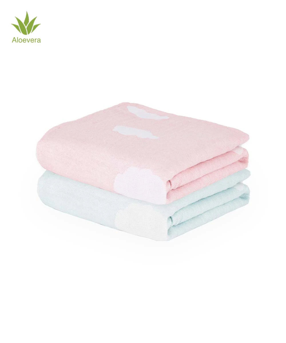 Aloe Vera Baby Bath Towel Pack of 2 | 60 x 120 CMS | 300 GSM