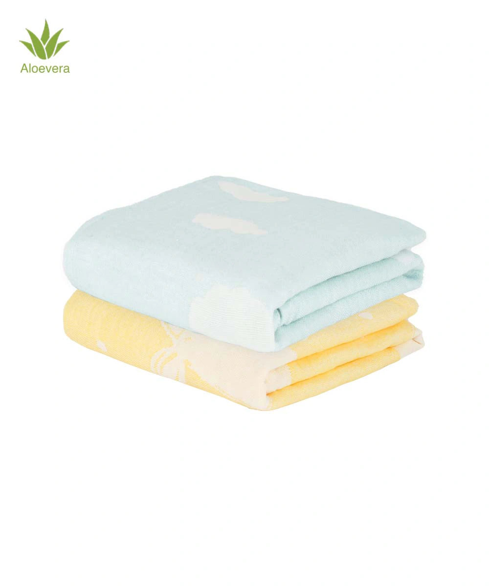 Aloe Vera Baby Bath Towel Pack of 2 | 60 x 120 CMS | 300 GSM