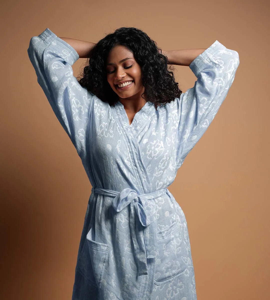 Banana Jacquard Floral Bathrobe