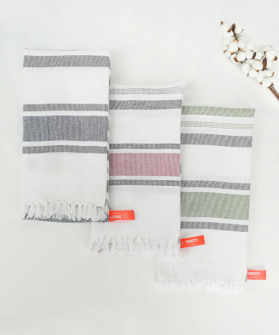 Cambric Multi-stripe Cotton  Bath Towel - Combo - Pack of 3