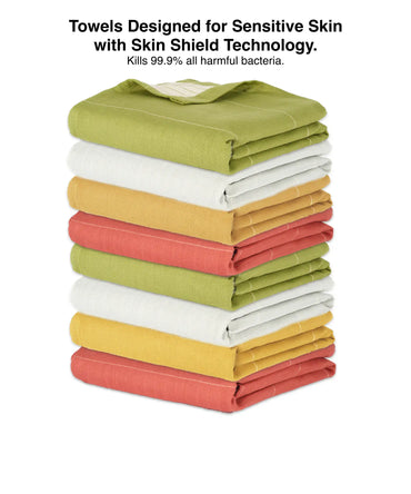 Aloe Vera Double Cloth Bath Towel | 330 GSM | 75 X 150 cms - Pack of 8