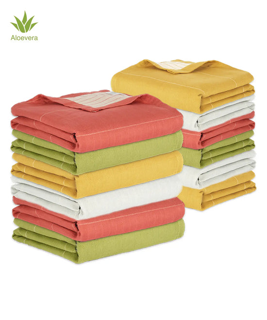 Aloe Vera Double Cloth Bath Towel | 330 GSM | 75 X 150 cms - Pack of 12