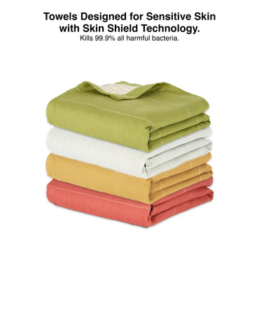 Aloe Vera Double Cloth Bath Towel | 330 GSM | 75 X 150 cms - Pack of 4