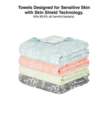 Banana Jacquard Floral Bath Towel Pack of 4
