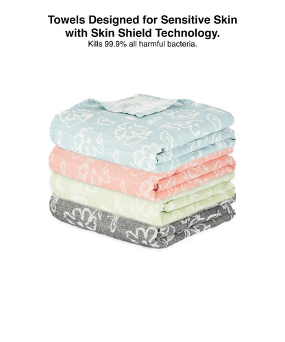 Banana Jacquard Floral Bath Towel Pack of 4