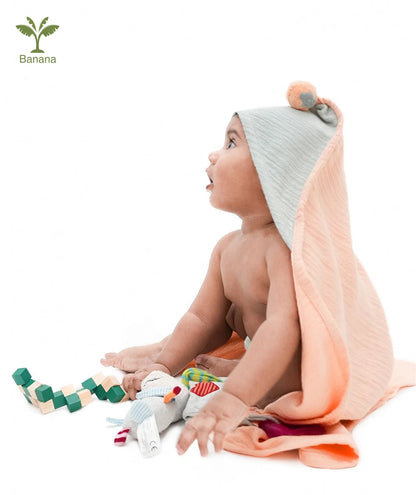 Banana Double Cloth Hooded Baby Towel - Colorblock