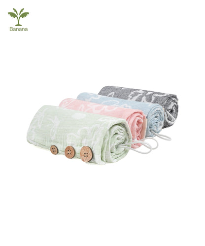 Banana Jacquard Floral Hair Towels - pack of 4