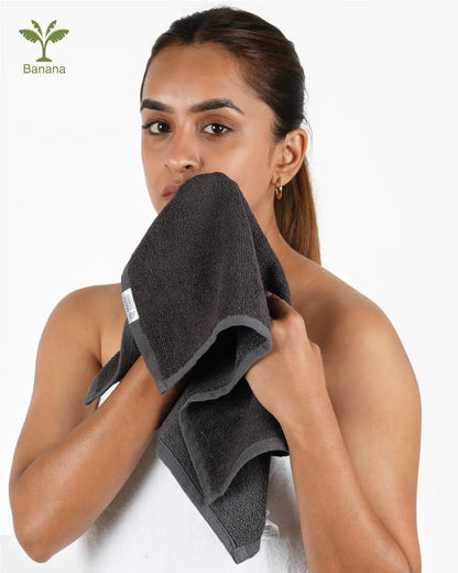 Banana X Cotton Face Towel | 30 x 30 cms | 575 GSM -  Pack of 4