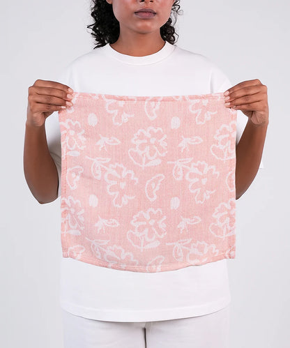 Banana Jacquard Floral Face Towel | 30 X 30 cms - Pack of 4