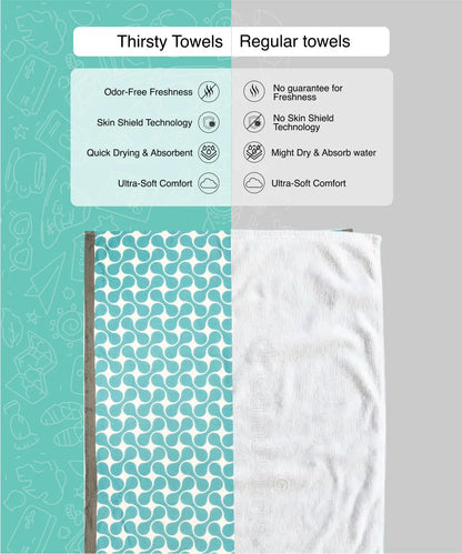 Turquoise Tile Bamboo Bath Towel | 200 GSM | 70 X 140 CMS