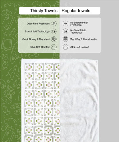 Floral Tile Bamboo Bath Towel | 200 GSM | 70 X 140 CMS