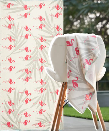 Tropical Flamingo Bamboo Bath Towel | 200 GSM | 70 X 140 CMS