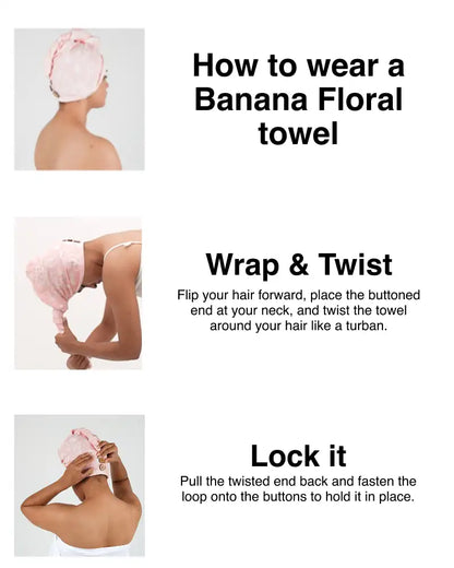 Banana Jacquard Floral Hair Towel