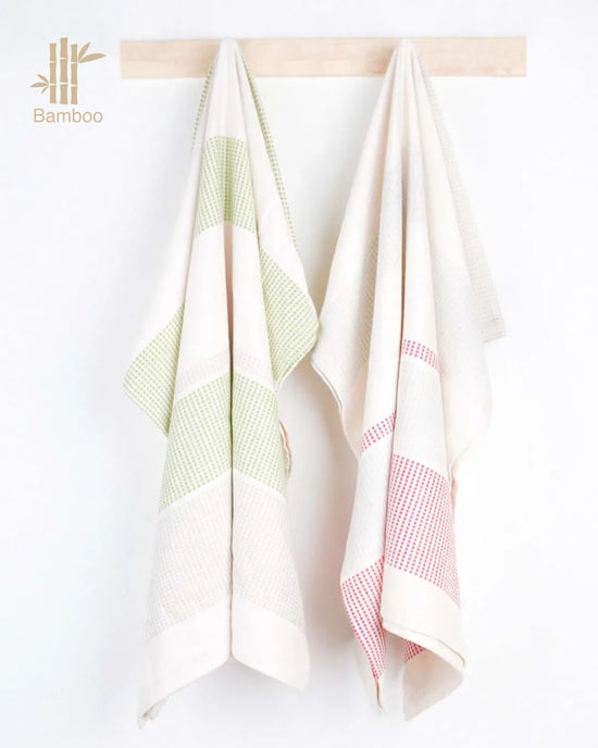 Bamboo Dobby Bath Towels - Pack of 2 | 70 x 140 CMS