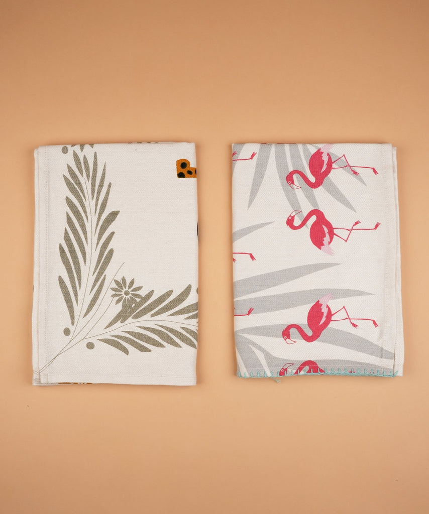 Bamboo Bath Towels Cheetah Charm + Tropical Flamingo