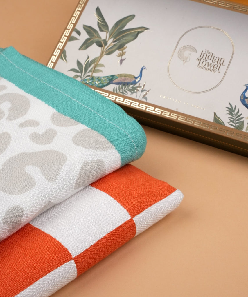 Bamboo Bath Towels Citrus Checkered + Sassy Leopard