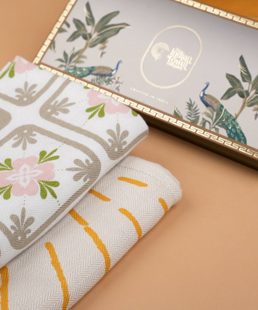 Bamboo Bath Towels Floral Tile + Rise N Shine