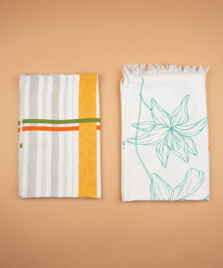 Bamboo Bath Towels Sunlight Bloom + Just Stripes