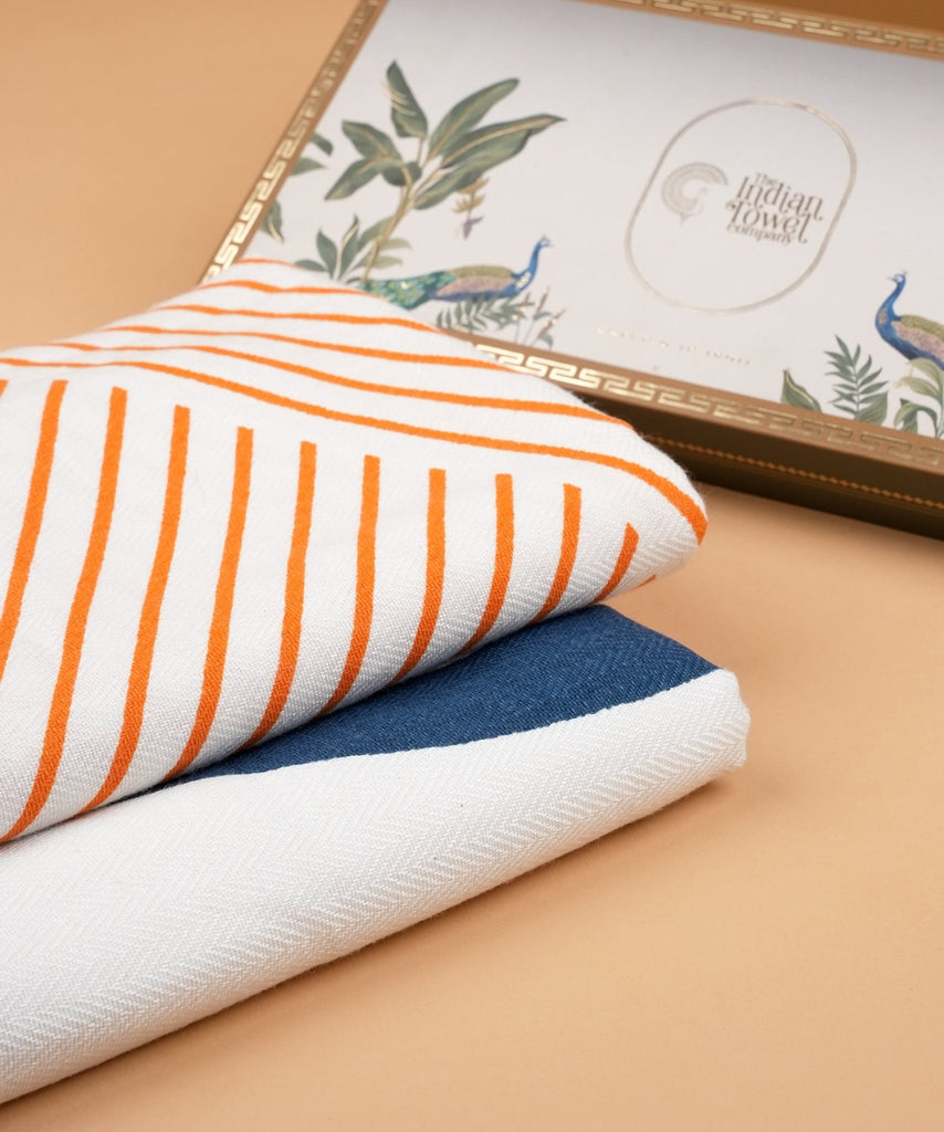 Bamboo Bath Towels Twightlight Wave + Tangerine Dream