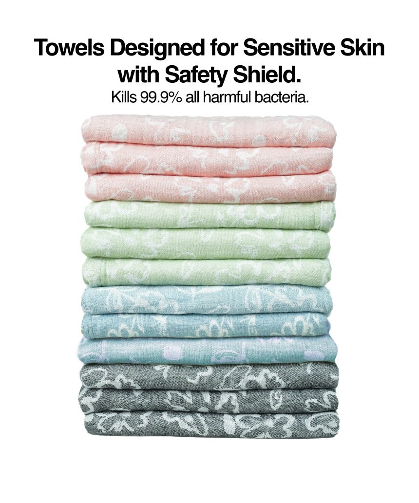 Banana Jacquard Floral Bath Towel Pack of 12