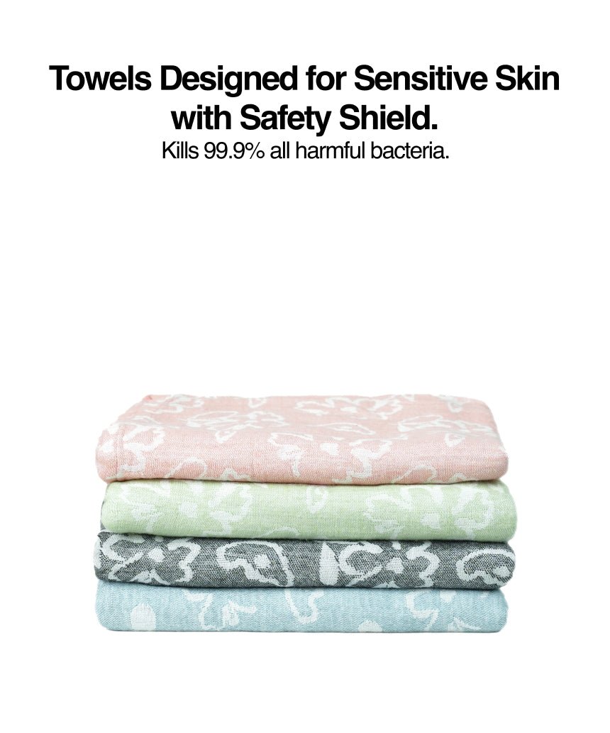 Banana Jacquard Floral Bath Towel Pack of 4