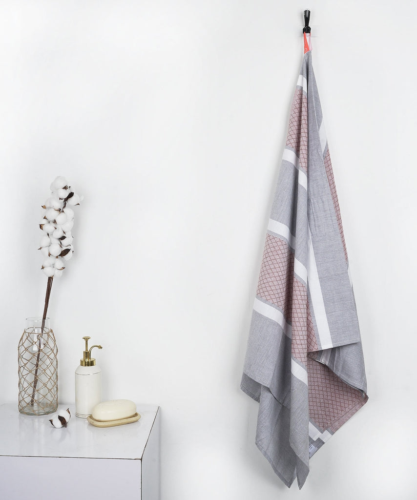 Brocade Cotton Bath Towel - Autumn Brown