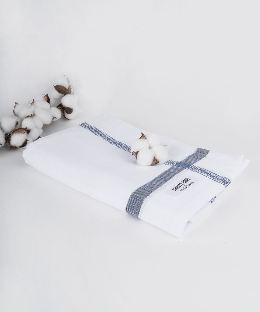 Double Cloth Cotton Bath Towel - Blue