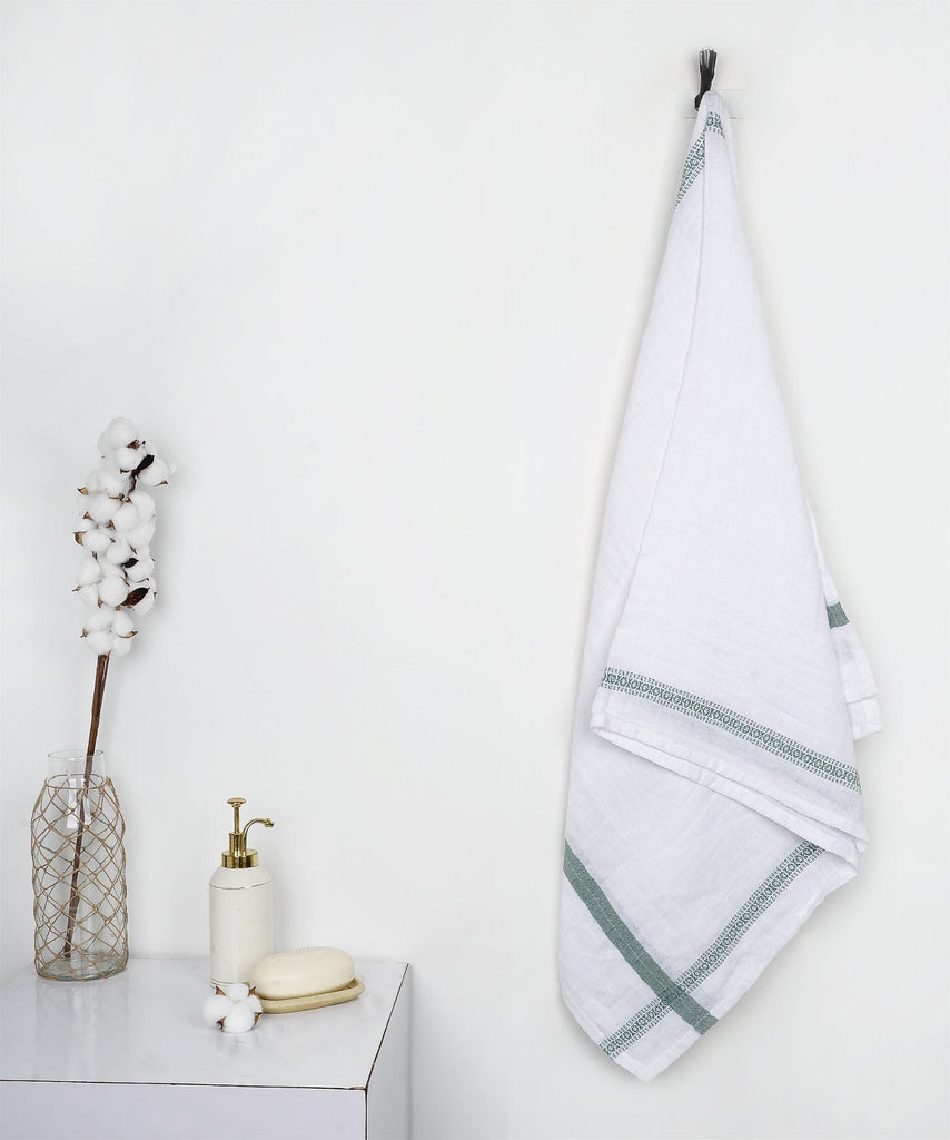 Double Cloth Cotton Bath Towel - Green