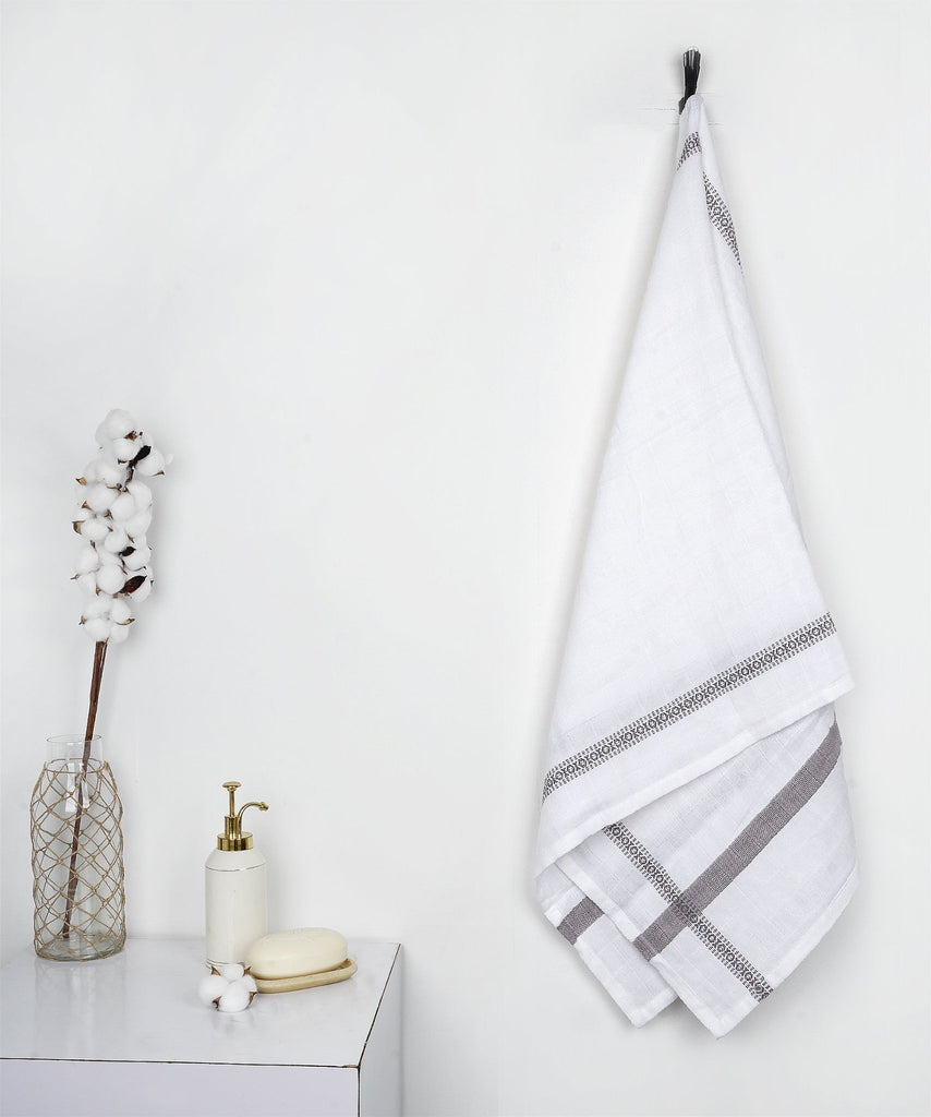 Double Cloth Cotton Bath Towel - Grey