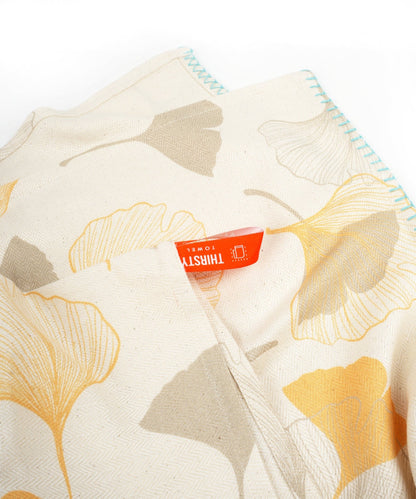 Gingko Garden Bath Towel + Banana Desert Rose Hair Towel Combo