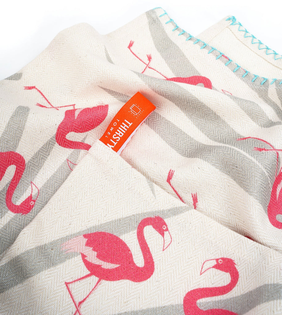 Pack of 2 - Bamboo Bath Towel - Cheetah Charm + Tropical Flamingo