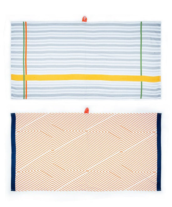 Pack of 2 - Bamboo Bath Towel - Tangerine Dream + Just Stripes