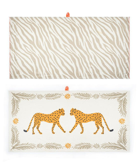 Pack of 2 - Bamboo Bath Towel - Taupe Tiger + Cheetah Charm