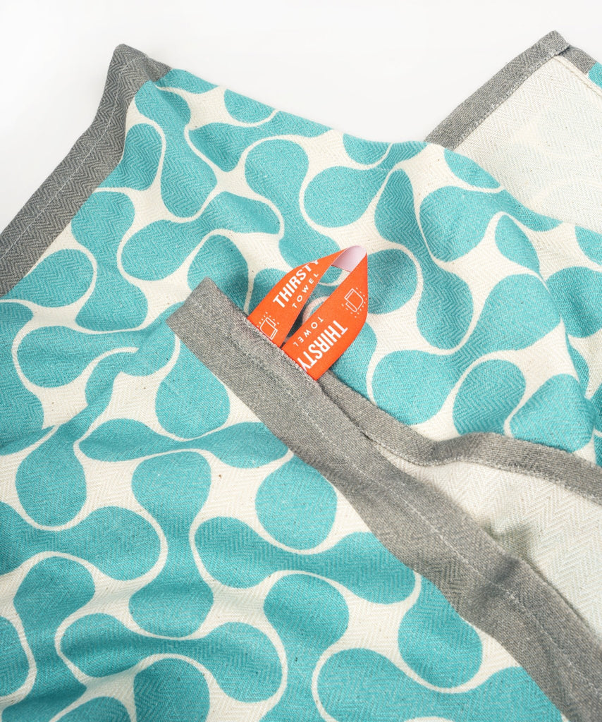 Pack of 2 - Bamboo Bath Towel - Taupe Tiger + Turquoise Tile