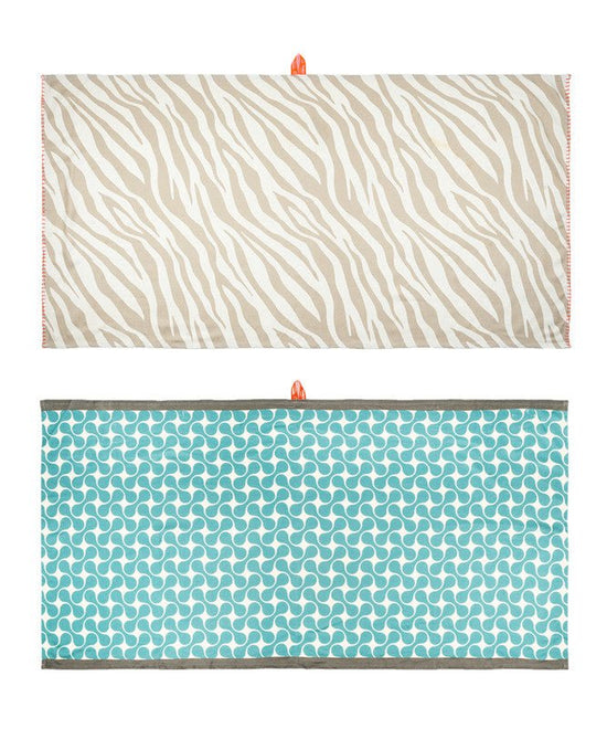 Pack of 2 - Bamboo Bath Towel - Taupe Tiger + Turquoise Tile