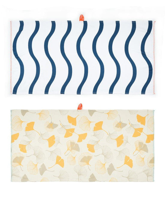 Pack of 2 - Bamboo Bath Towel - Twlight Wave + Gingko Garden