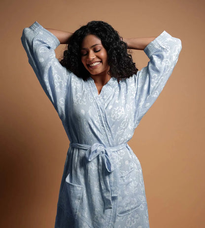 Banana Jacquard Floral Bathrobe